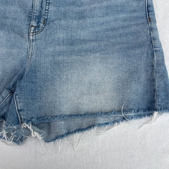 Madewell High-Rise Denim Shorts Frayed Hem Blue Wash Cotton Stretch Size 32 - Picture 8 of 13